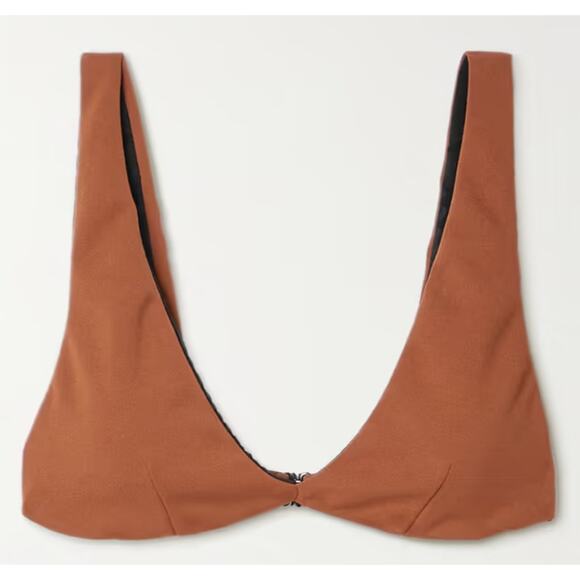 HAIGHT. Copper Brown Triangle Bikini Top SMALL Minimal Designer Crepe  $139 NEW - Picture 8 of 9